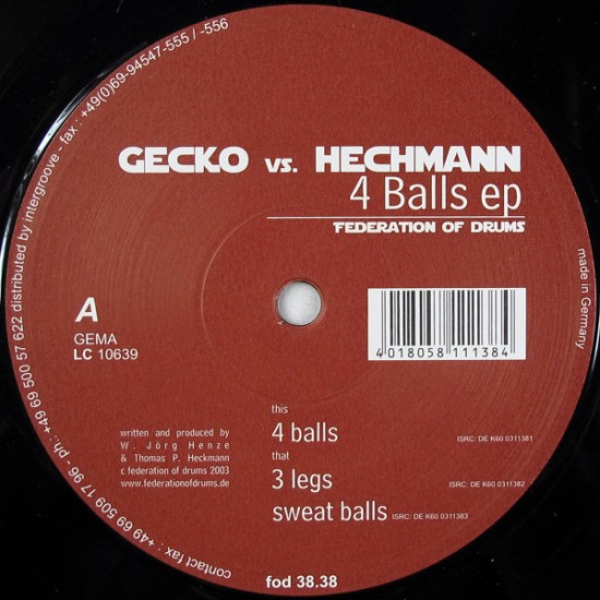 GECKO VS. HECHMANN – 4 BALLS EP - FEDERATION OF DRUMS – FOD 38.38