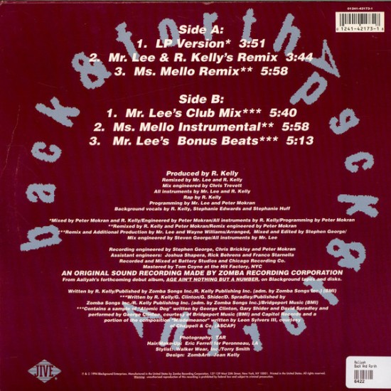 AALIYAH – BACK & FORTH - JIVE (US RELEASE)