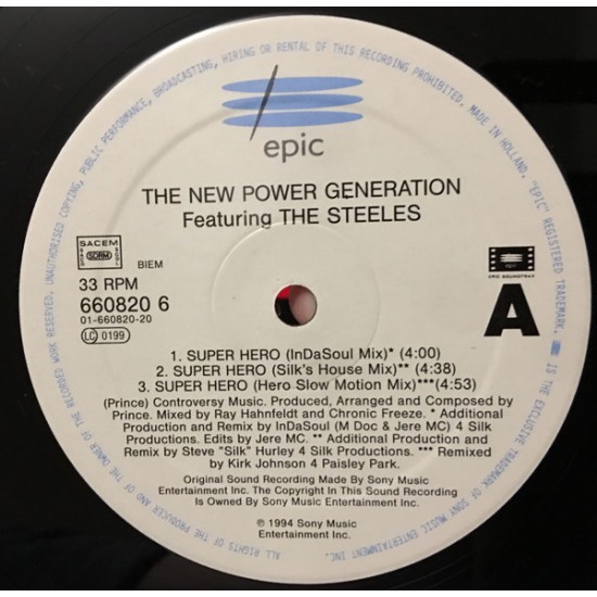 THE NEW POWER GENERATION FEATURING THE STEELES ‎– SUPER HERO - EPIC (prod. by PRINCE)