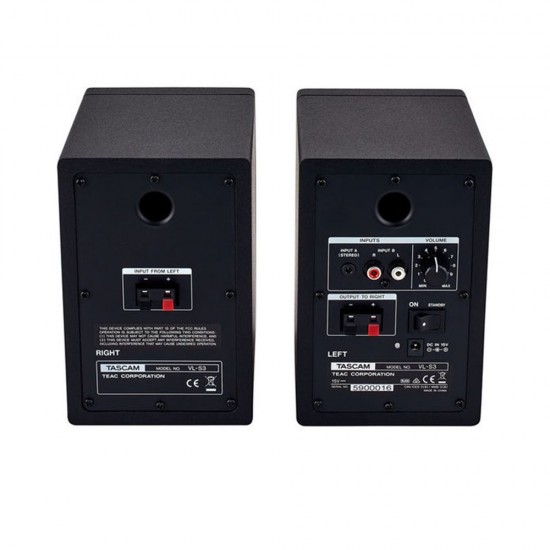 TASCAM VL-S3 14W + 14W 3" POWERED STUDIO MONITOR PAIR BLACK