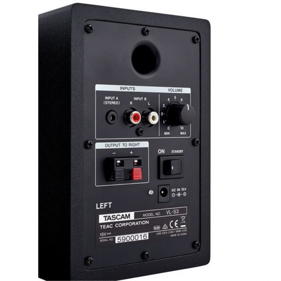 TASCAM VL-S3 14W + 14W 3" POWERED STUDIO MONITOR PAIR BLACK