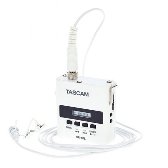 TASCAM DR-10L WHITE COMPACT DIGITAL AUDIO RECORDER WITH LAVALIER MICROPHONE
