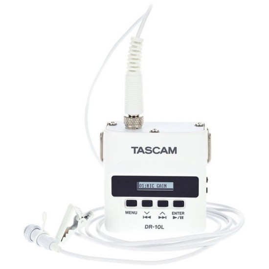 TASCAM DR-10L WHITE COMPACT DIGITAL AUDIO RECORDER WITH LAVALIER MICROPHONE