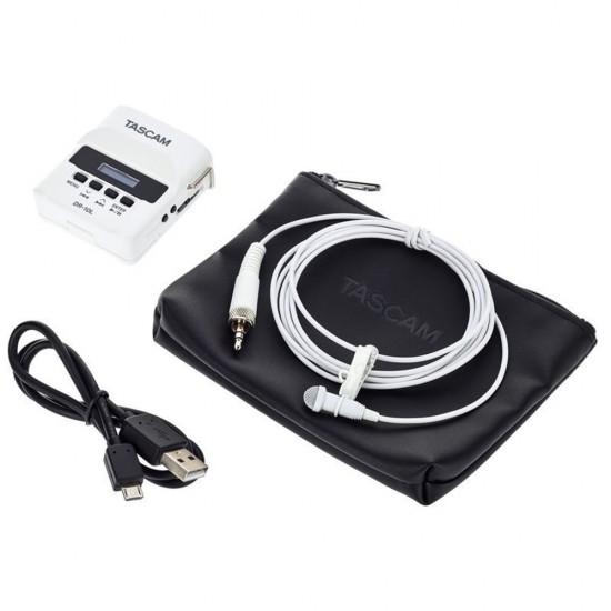 TASCAM DR-10L WHITE COMPACT DIGITAL AUDIO RECORDER WITH LAVALIER MICROPHONE