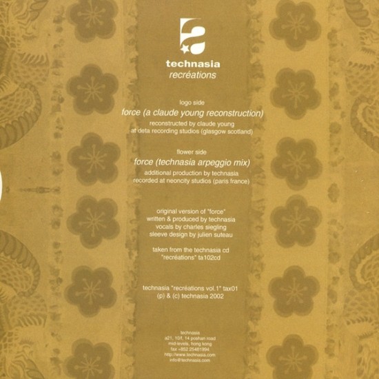 Technasia – Recréations (Volume 1) (incl. Claude Young remix) – tax01 (12" Vinyl)