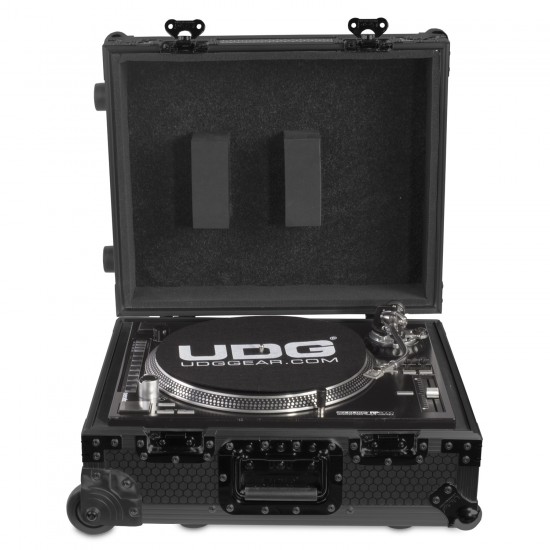 UDG Ultimate Flight Case Multi Format Turntable Black MK2 Plus Trolley And Wheels