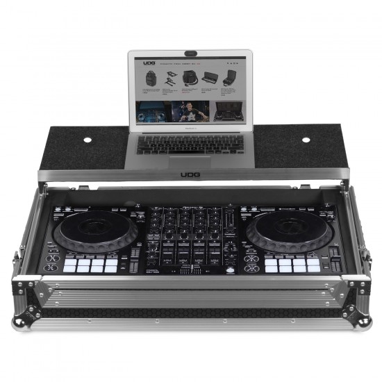 UDG Ultimate Flight Case Pioneer DDJ-1000 Silver Black Plus Laptop Shelf Plus Wheels
