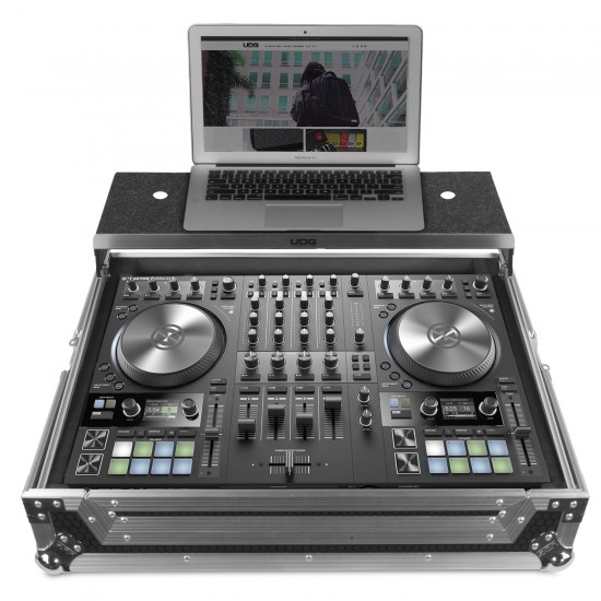 UDG Ultimate Flight Case NI Traktor Kontrol S4 MK3 Silver Plus Laptop Shelf
